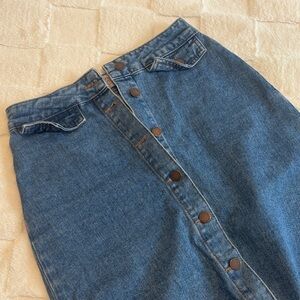 Zara Blue Denim Button-Up Skirt